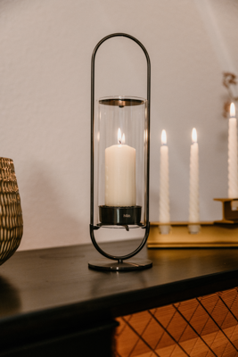 OVAL CANDLE 35 Kerzenhalter schwarz gebürstet