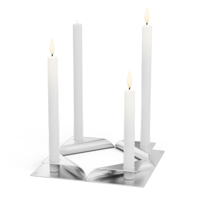 SQUARE CANDLE Kerzenhalter-Set silber