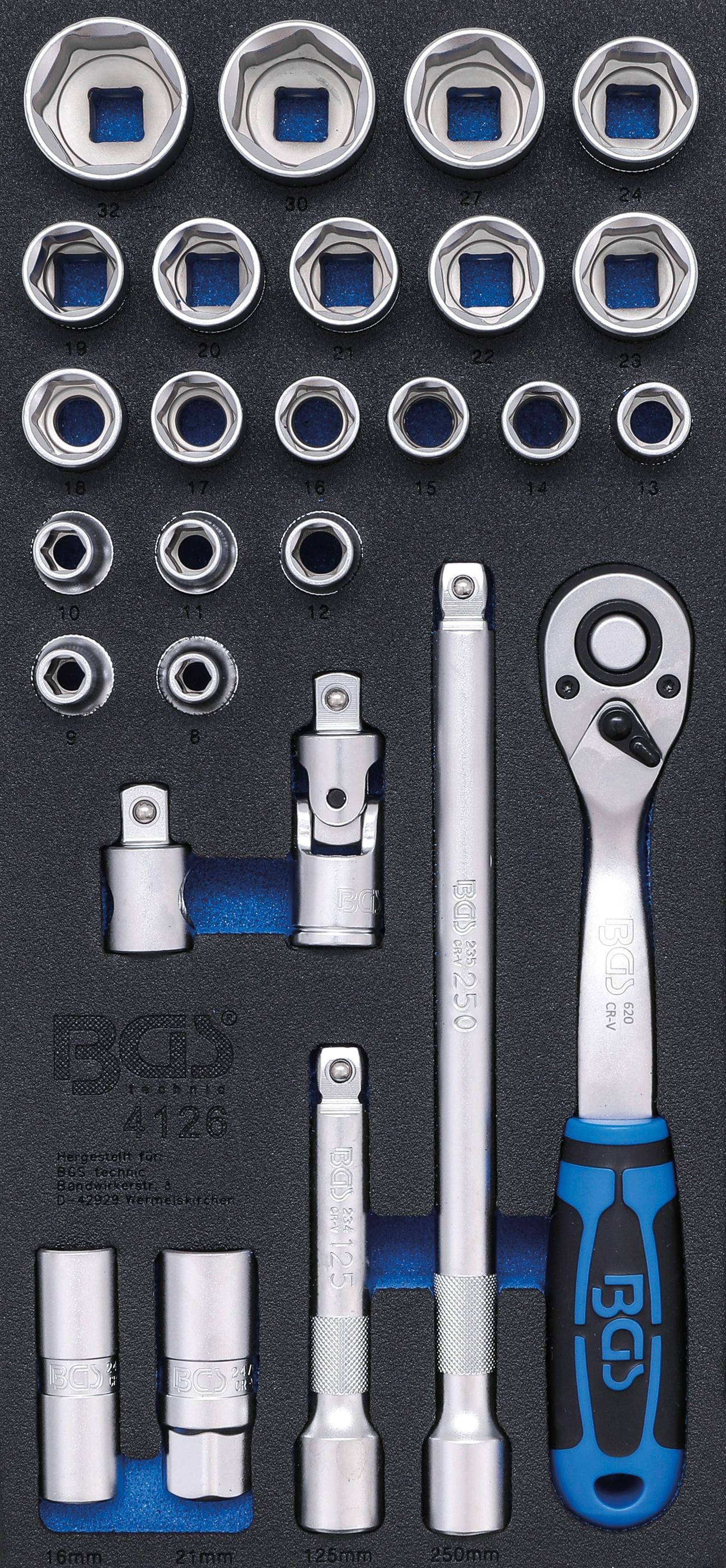 Werkstattwageneinlage 1/3: Steckschlüssel-Satz 12,5 mm (1/2") 27-tlg.