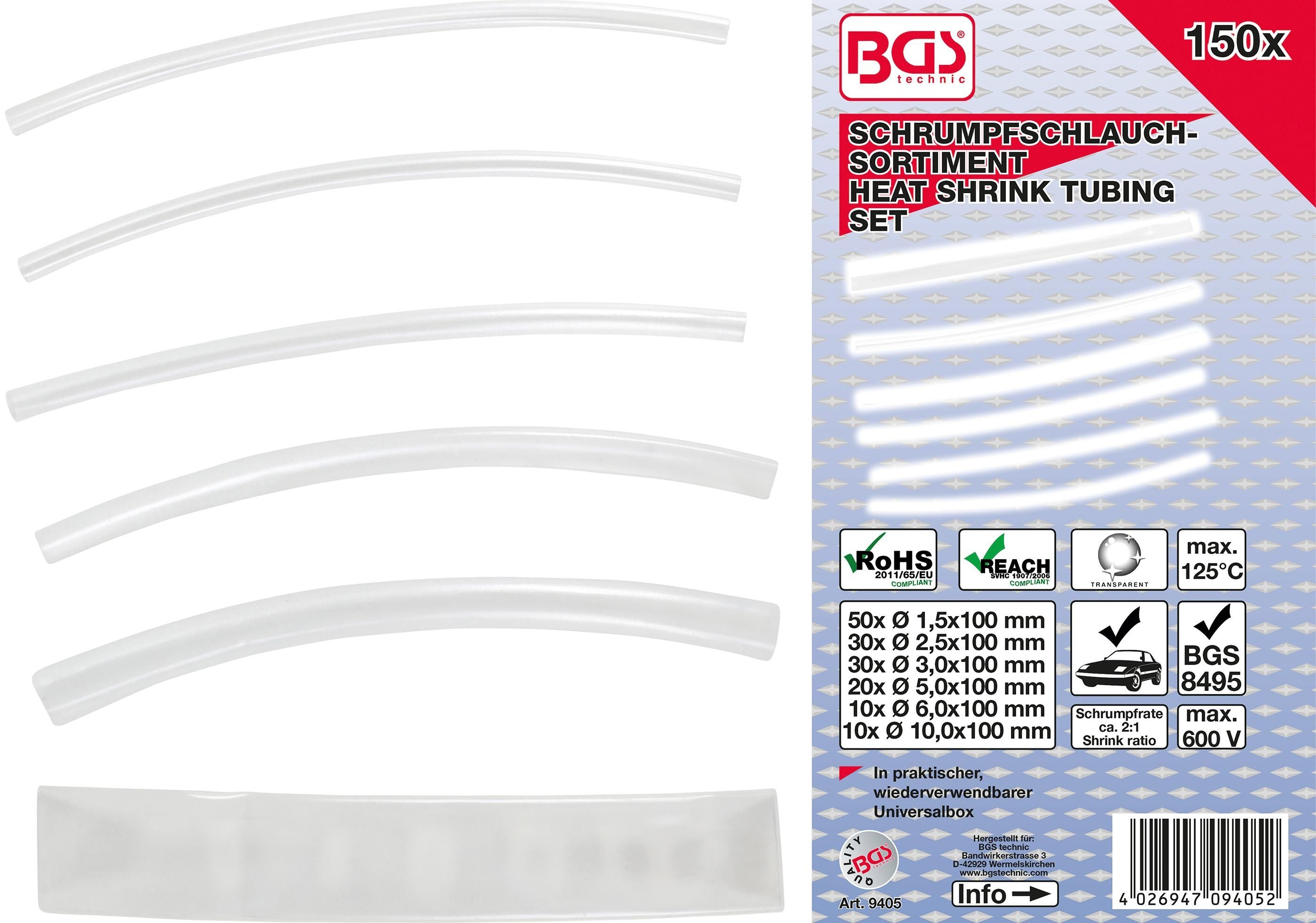 Schrumpfschlauch-Sortiment | transparent | 150-tlg.