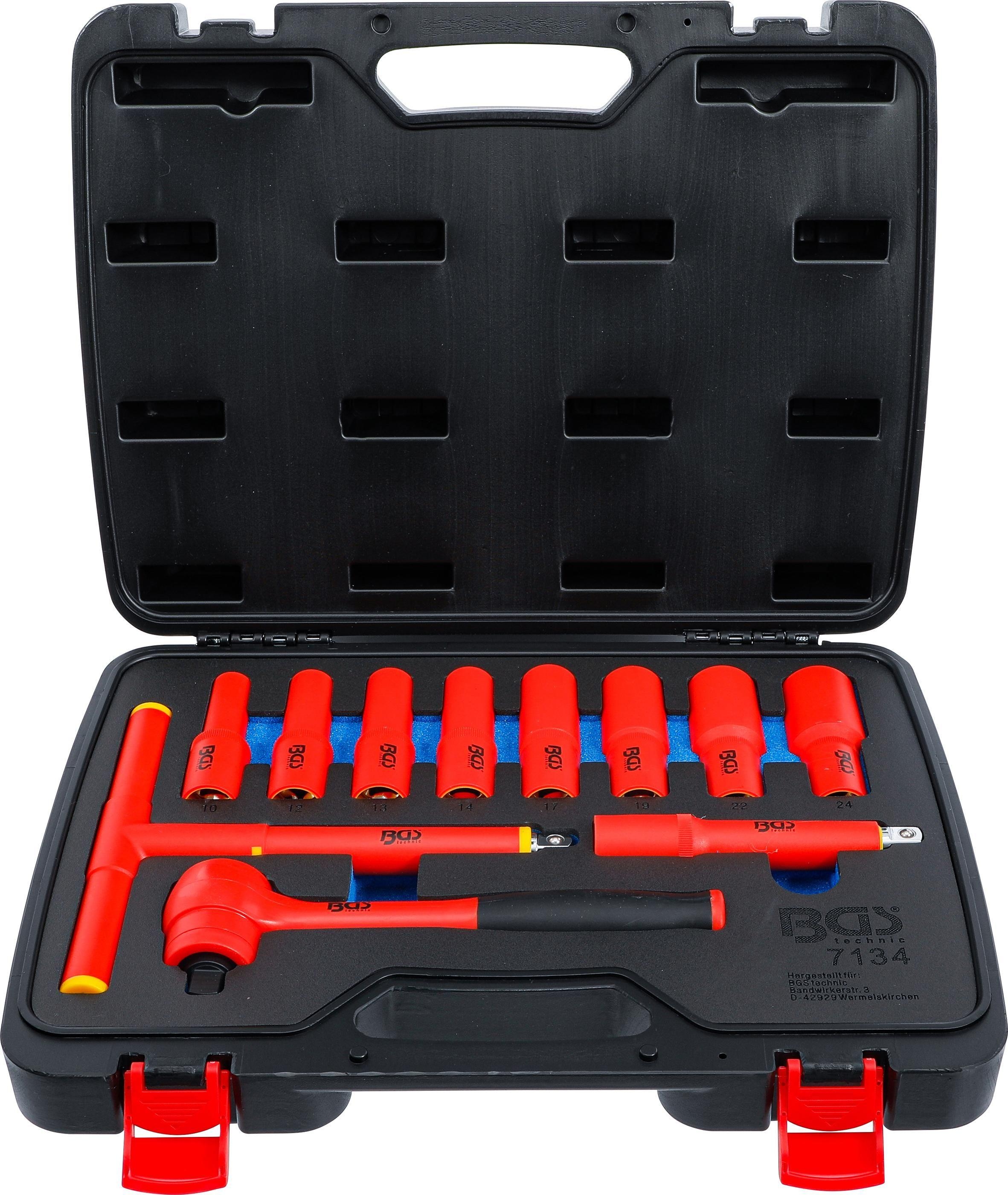 VDE-Steckschl&uuml;ssel-Satz Antrieb Innenvierkant 12,5 mm (1/2") SW 10 - 24 mm 11-tlg.