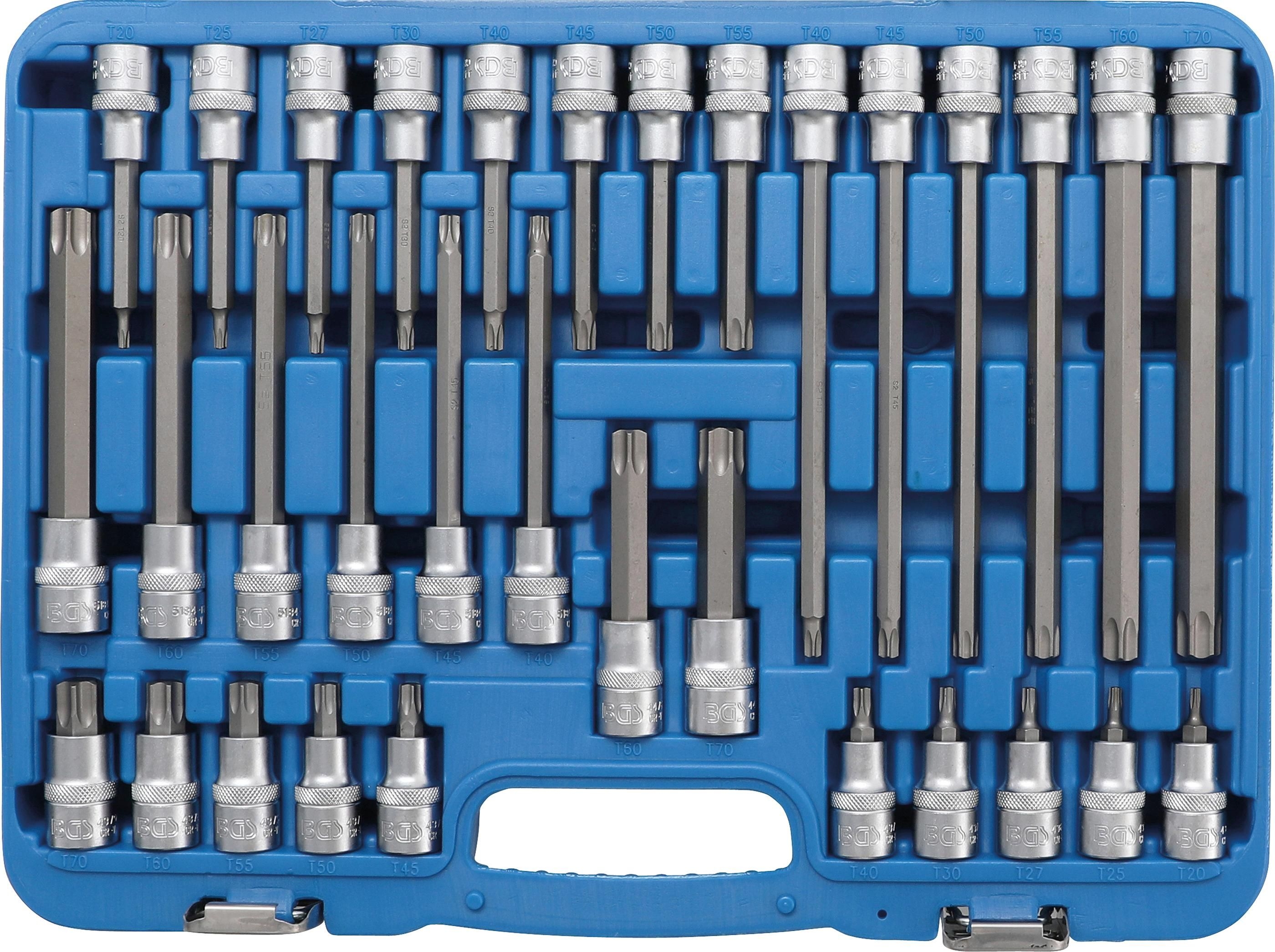 Bit-Einsatz-Satz | Antrieb Innenvierkant 12,5 mm (1/2") | T-Profil (für Torx) | 32-tlg.