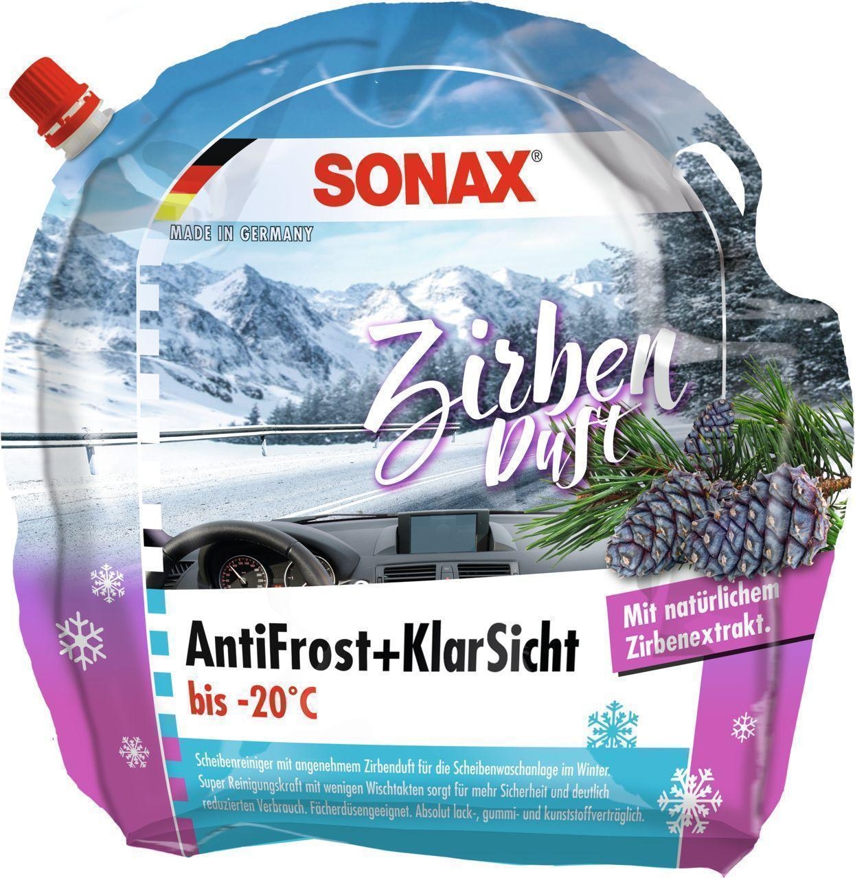 SONAX Frostschutz, Scheibenreinigungsanlage AntiFrost+KlarSicht bis -20 °C Zirbe