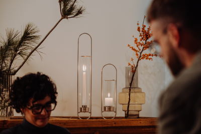 OVAL CANDLE 35 Kerzenhalter silber