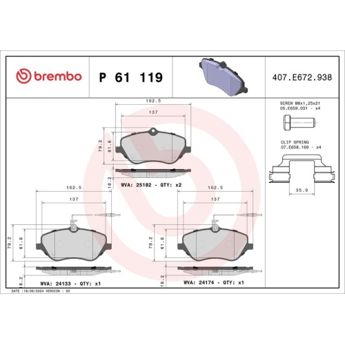 BREMBO Bremsbelagsatz, Scheibenbremse PRIME LINE