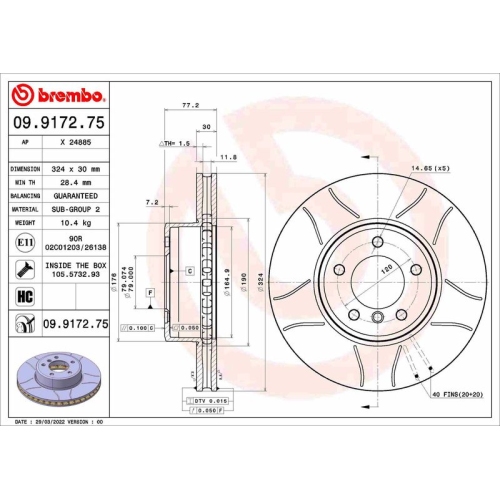 BREMBO Bremsscheibe XTRA LINE - Max