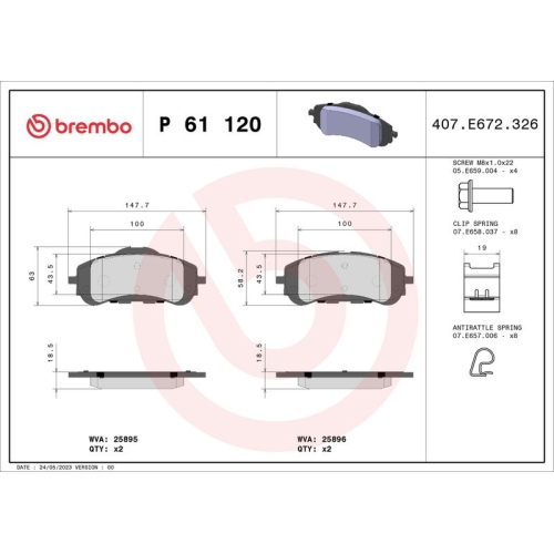 BREMBO Bremsbelagsatz, Scheibenbremse PRIME LINE