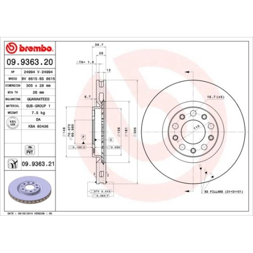 BREMBO Bremsscheibe PRIME LINE - UV Coated