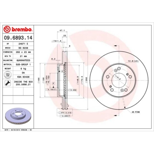 BREMBO Bremsscheibe PRIME LINE - UV Coated