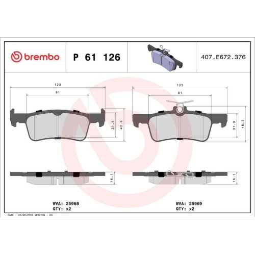 BREMBO Bremsbelagsatz, Scheibenbremse PRIME LINE