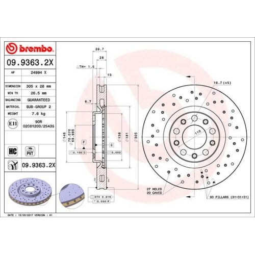 BREMBO Bremsscheibe XTRA LINE - Xtra