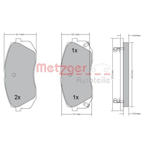 METZGER Bremsbelagsatz, Scheibenbremse GREENPARTS