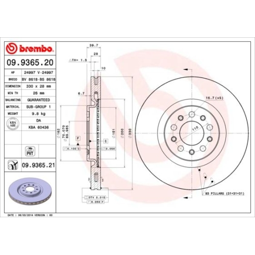 BREMBO Bremsscheibe PRIME LINE - UV Coated