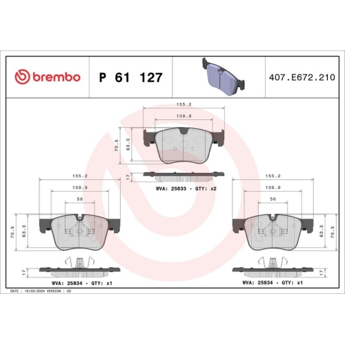 BREMBO Bremsbelagsatz, Scheibenbremse XTRA LINE