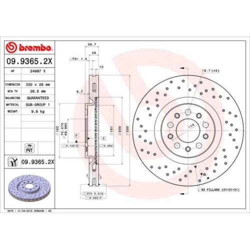 BREMBO Bremsscheibe XTRA LINE - Xtra