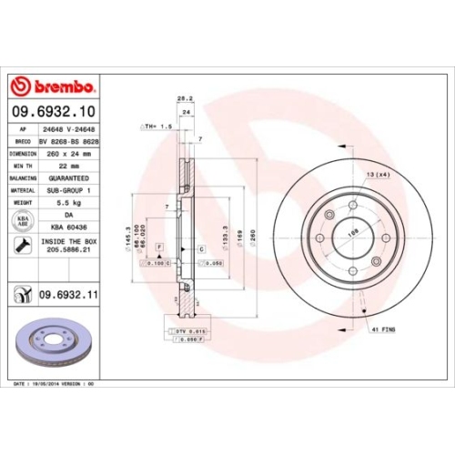 BREMBO Bremsscheibe PRIME LINE - UV Coated