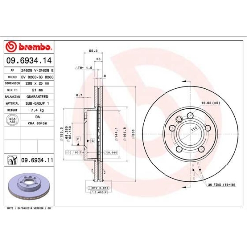 BREMBO Bremsscheibe PRIME LINE - UV Coated