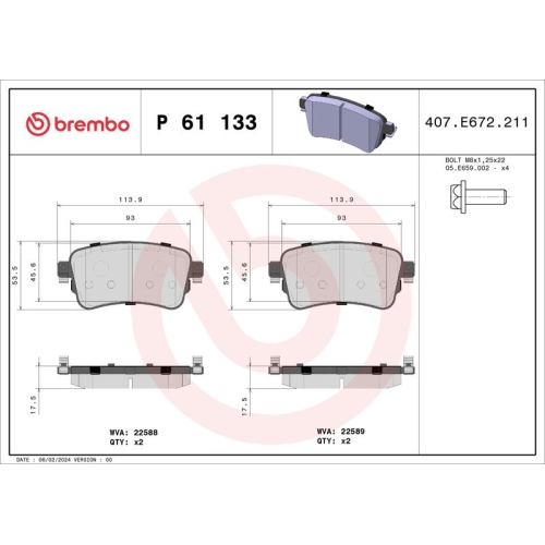 BREMBO Bremsbelagsatz, Scheibenbremse PRIME LINE