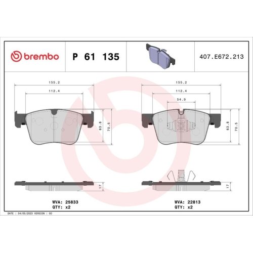 BREMBO Bremsbelagsatz, Scheibenbremse XTRA LINE