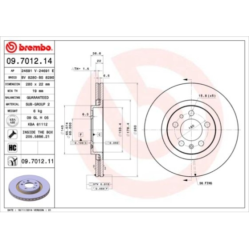 BREMBO Bremsscheibe PRIME LINE - UV Coated