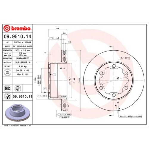 BREMBO Bremsscheibe PRIME LINE - UV Coated