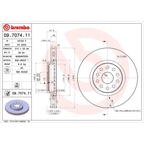 BREMBO Bremsscheibe PRIME LINE - UV Coated