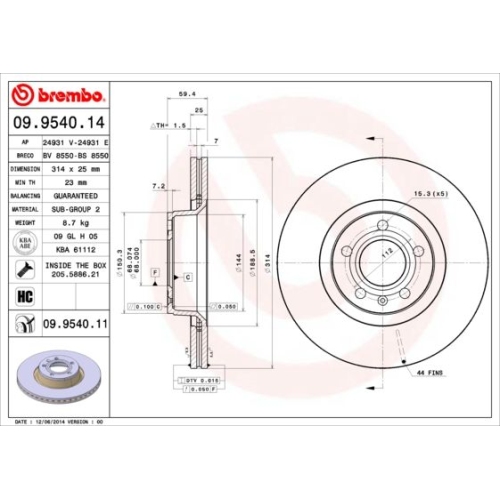 BREMBO Bremsscheibe PRIME LINE - UV Coated