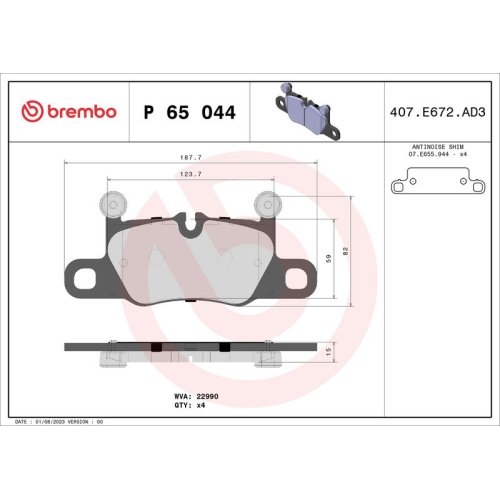 BREMBO Bremsbelagsatz, Scheibenbremse PRIME LINE