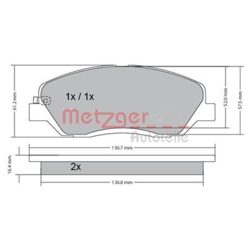 METZGER Bremsbelagsatz, Scheibenbremse