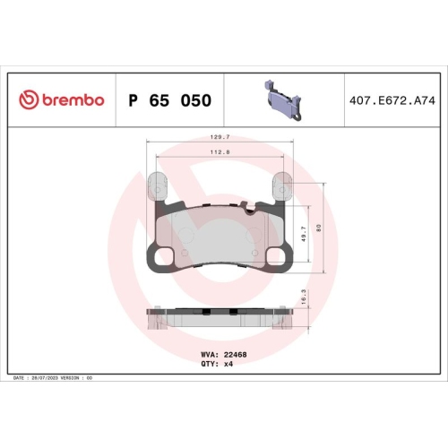 BREMBO Bremsbelagsatz, Scheibenbremse PRIME LINE