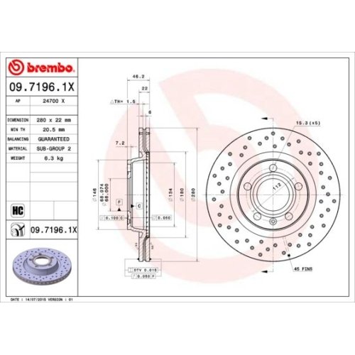 BREMBO Bremsscheibe XTRA LINE - Xtra