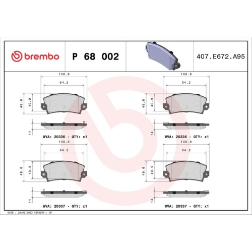 BREMBO Bremsbelagsatz, Scheibenbremse PRIME LINE