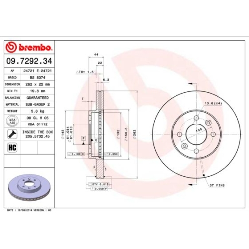 BREMBO Bremsscheibe PRIME LINE