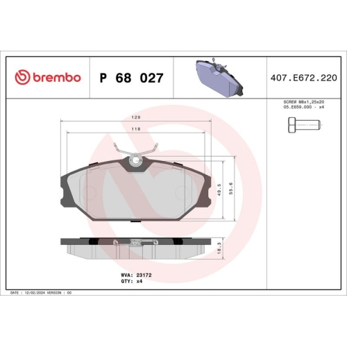 BREMBO Bremsbelagsatz, Scheibenbremse PRIME LINE