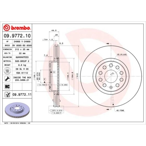 BREMBO Bremsscheibe PRIME LINE - UV Coated