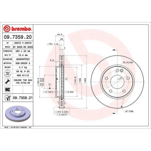 BREMBO Bremsscheibe PRIME LINE - UV Coated