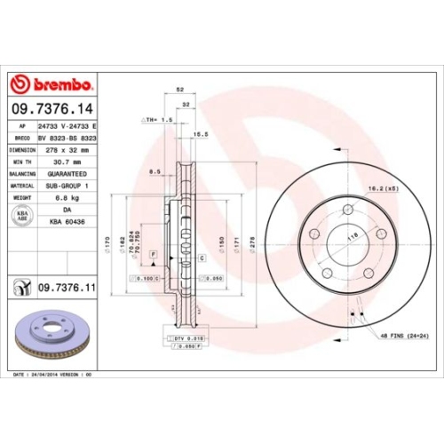 BREMBO Bremsscheibe PRIME LINE - UV Coated