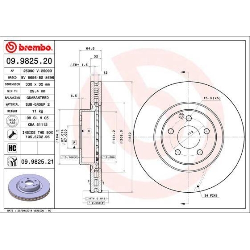 BREMBO Bremsscheibe PRIME LINE - UV Coated