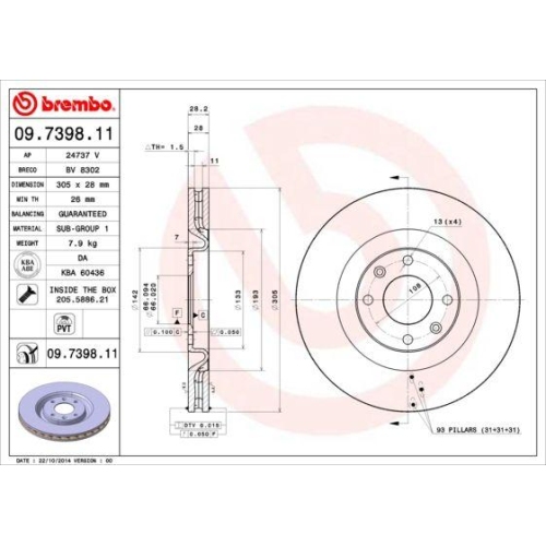 BREMBO Bremsscheibe PRIME LINE - UV Coated