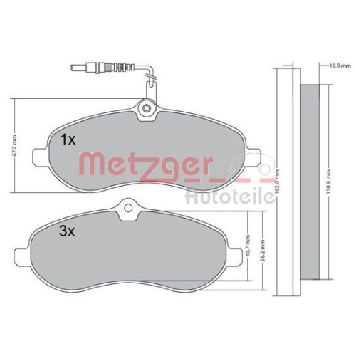 METZGER Bremsbelagsatz, Scheibenbremse