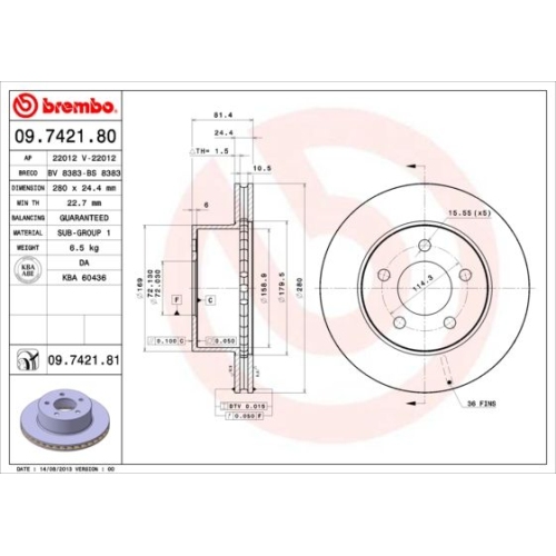 BREMBO Bremsscheibe PRIME LINE - UV Coated