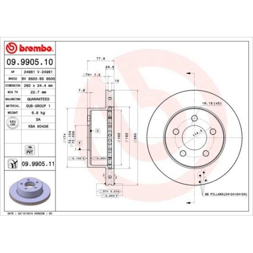 BREMBO Bremsscheibe PRIME LINE - UV Coated