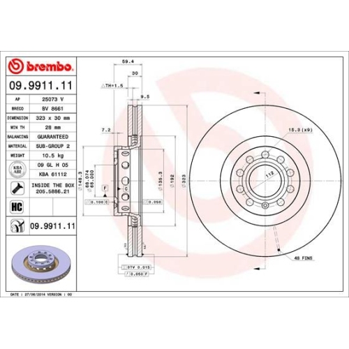 BREMBO Bremsscheibe PRIME LINE - UV Coated