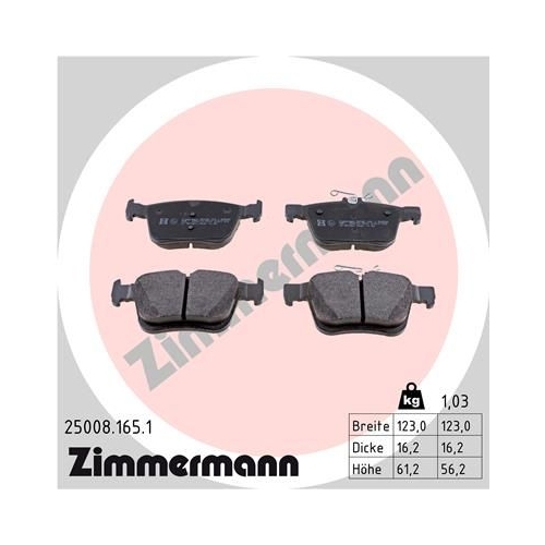 ZIMMERMANN Bremsbelagsatz, Scheibenbremse