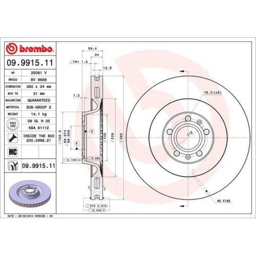 BREMBO Bremsscheibe PRIME LINE - UV Coated