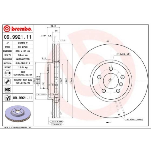 BREMBO Bremsscheibe PRIME LINE - UV Coated