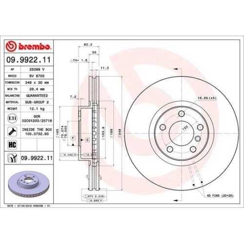 BREMBO Bremsscheibe PRIME LINE - UV Coated