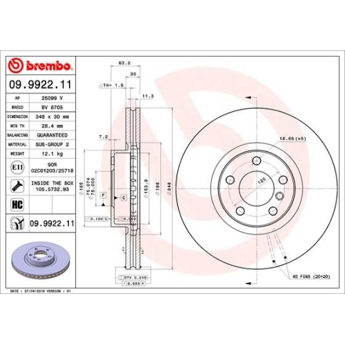 BREMBO Bremsscheibe PRIME LINE - UV Coated