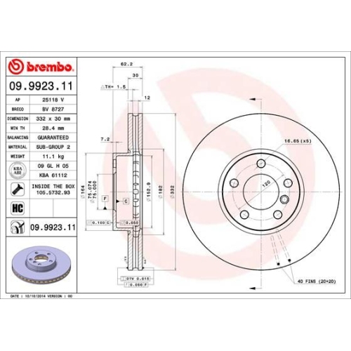 BREMBO Bremsscheibe PRIME LINE - UV Coated