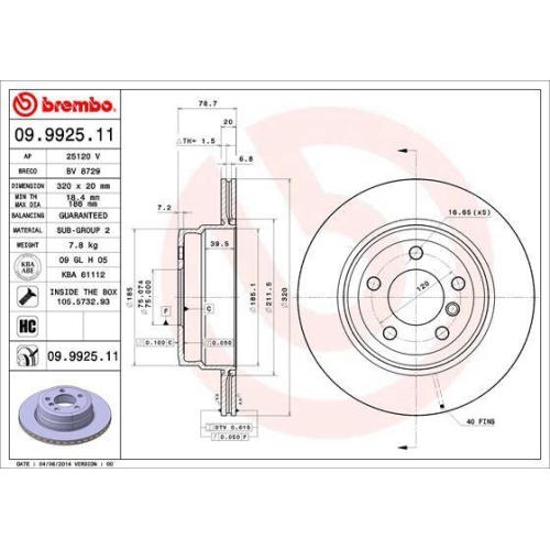 BREMBO Bremsscheibe PRIME LINE - UV Coated